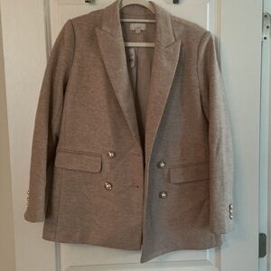 LOFT Women's Beige Blazer with Gold Buttons